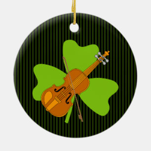 Ornamento De Cerâmica Shamrock Violin