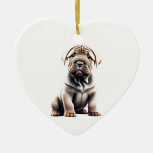 Ornamento De Cerâmica Shar-Pei Chinês Personalizado