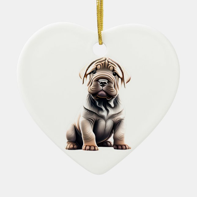 Ornamento De Cerâmica Shar-Pei Chinês Personalizado (Frente)