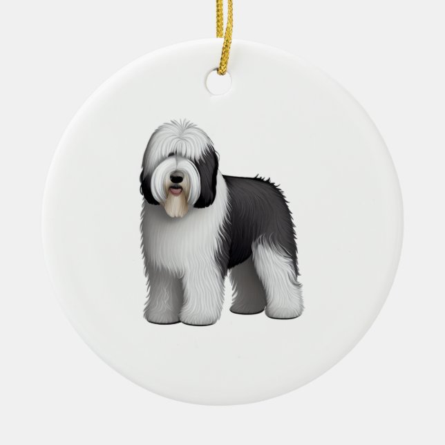Ornamento De Cerâmica Sheepdog 10 antigo inglês (Frente)