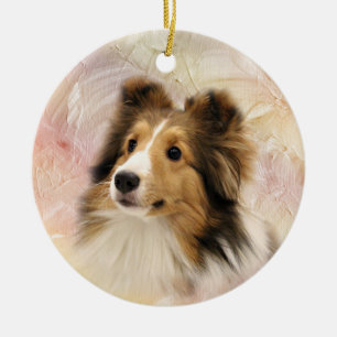 Ornamento De Cerâmica Sheepdog de Shetland do Sable