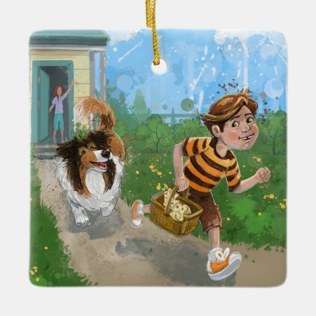 Ornamento De Cerâmica Sheldon e Davie Adventure (Frente)