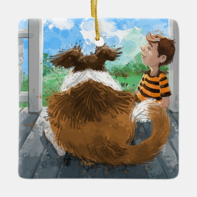 Ornamento De Cerâmica Sheldon e Davie Relaxing (Frente)