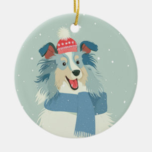 Ornamento De Cerâmica Sheltie Blue Merle