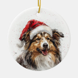 Ornamento De Cerâmica Sheltie Cachorro Natal Personalizado