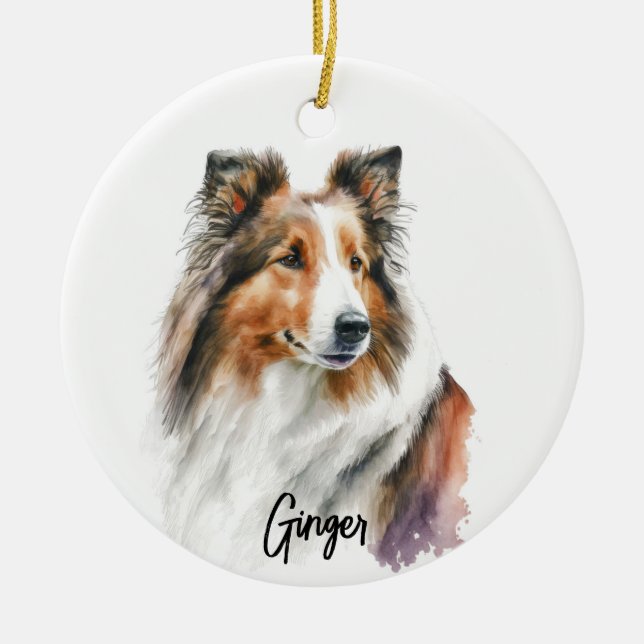 Ornamento De Cerâmica Sheltie Dog Breed Personalizado (Frente)
