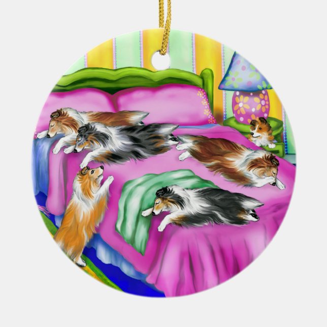 Ornamento De Cerâmica Sheltie Pink Comfort (Frente)