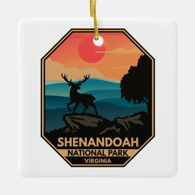 Ornamento De Cerâmica Shenandoah National Park Deer Minimamente Emblem R (Frente)