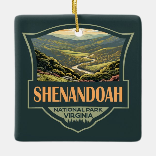 Ornamento De Cerâmica Shenandoah National Park Illustration Viagem Retro (Frente)