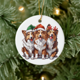 Ornamento De Cerâmica Shetland Sheepdog do Natal