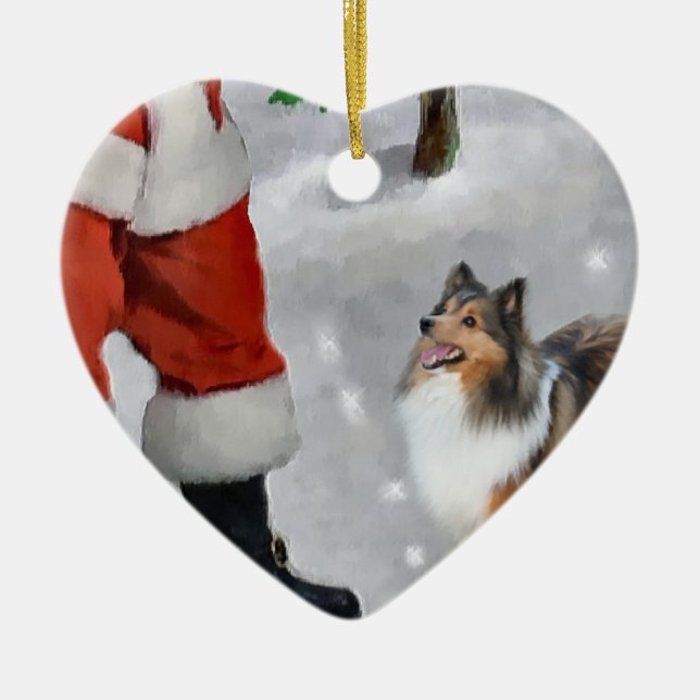 Ornamento De Cerâmica Shetland Sheepdog Sheltie presentes de Natal (Frente)
