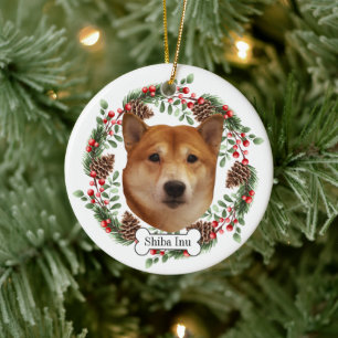 Ornamento De Cerâmica shiba inu cão Personalizado Pet Ornament