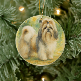 Ornamento De Cerâmica Shih Tzu