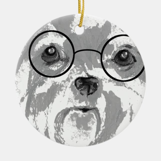 Ornamento De Cerâmica Shih Tzu (Frente)