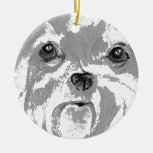 Ornamento De Cerâmica Shih Tzu