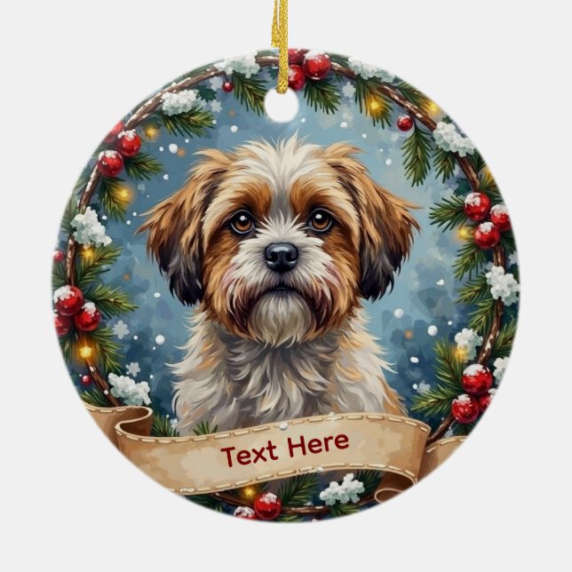 Ornamento De Cerâmica Shih Tzu Christmas (Traseira)