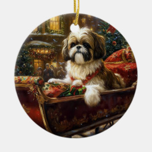 Ornamento De Cerâmica Shih Tzu Christmas Fesason Season