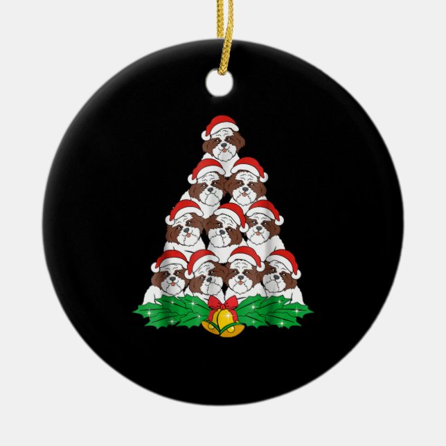 Ornamento De Cerâmica Shih Tzu Christmas Tree Dog Xmas Lover (Frente)