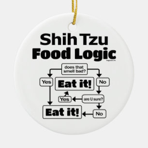 Ornamento De Cerâmica Shih Tzu Comida Logic
