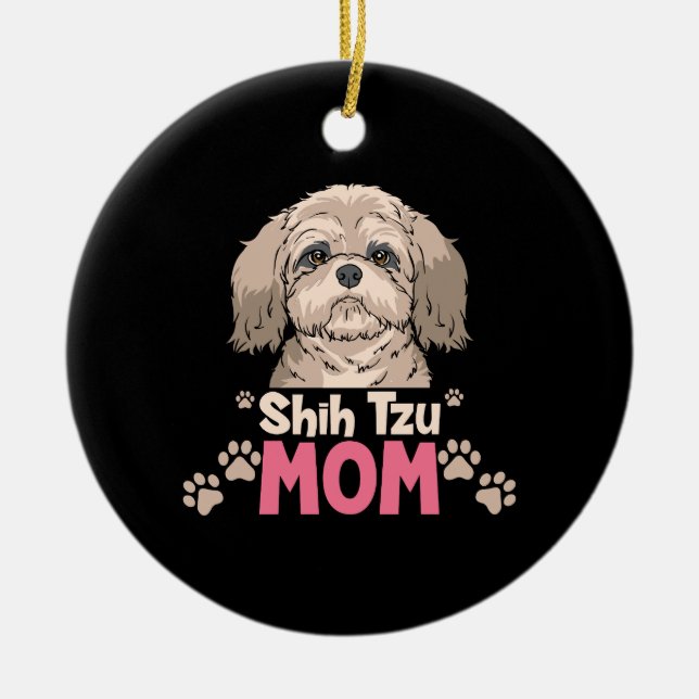 Ornamento De Cerâmica Shih Tzu Mãe (Frente)