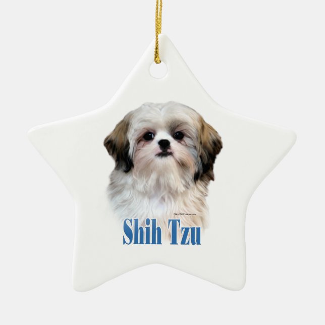 Ornamento De Cerâmica Shih Tzu Name (Frente)