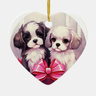 Ornamento De Cerâmica Shih Tzu natal, presente memorial de cachorro, gif
