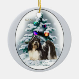 Ornamento De Cerâmica Shih Tzu natalino
