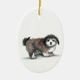 Ornamento De Cerâmica Shih tzu Puppy Dog, Pet