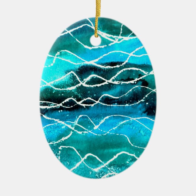 Ornamento De Cerâmica Shimmering Blue-green Ornament (Frente)