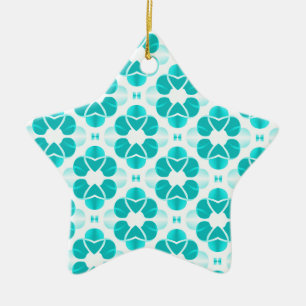 Ornamento De Cerâmica Shimmering Glam Star Ornament, Teal