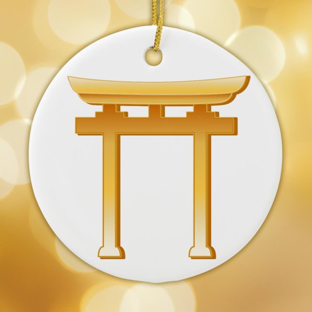 Ornamento De Cerâmica Shinto Symbol (Gold Torii Gate ornament, symbol of the Shinto religion.  Peace.)