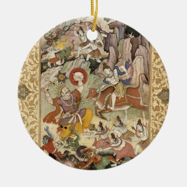 Ornamento De Cerâmica Shiva que mata o demónio Andhaka, c.1585-90 (Frente)