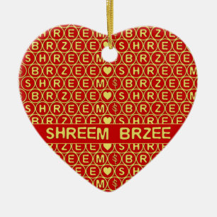 Ornamento De Cerâmica Shreem Brzee, Dourado Vermelho, atrai riqueza