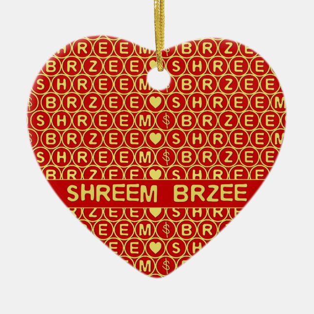 Ornamento De Cerâmica Shreem Brzee, Dourado Vermelho, atrai riqueza (Frente)