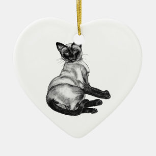 Ornamento De Cerâmica Siamese Cat