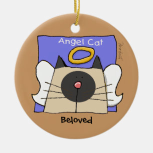 Ornamento De Cerâmica Siamese Keepsaem Cat Angel Personalize