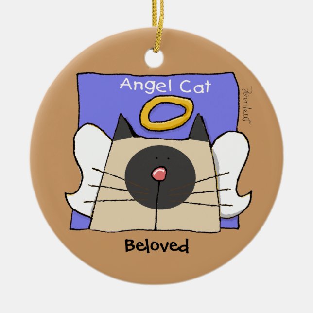 Ornamento De Cerâmica Siamese Keepsaem Cat Angel Personalize (Frente)
