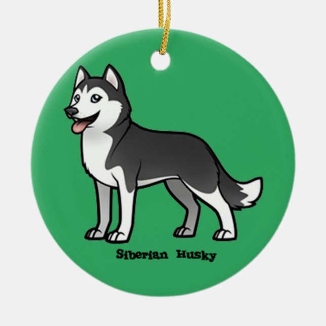 Ornamento De Cerâmica Siberian Husky (Frente)