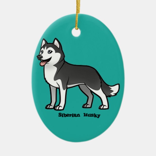 Ornamento De Cerâmica Siberian Husky (Frente)