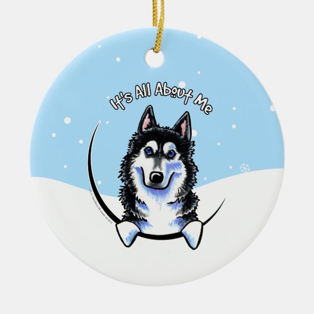 Ornamento De Cerâmica Siberian Husky É Tudo Sobre Mim Natal (Frente)