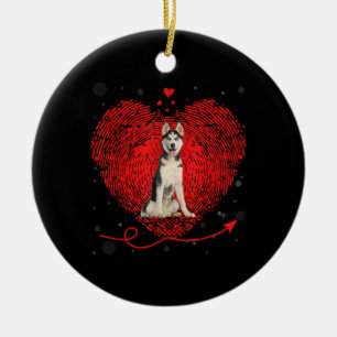 Ornamento De Cerâmica Siberian Husky Heart Love Presente de Namorados
