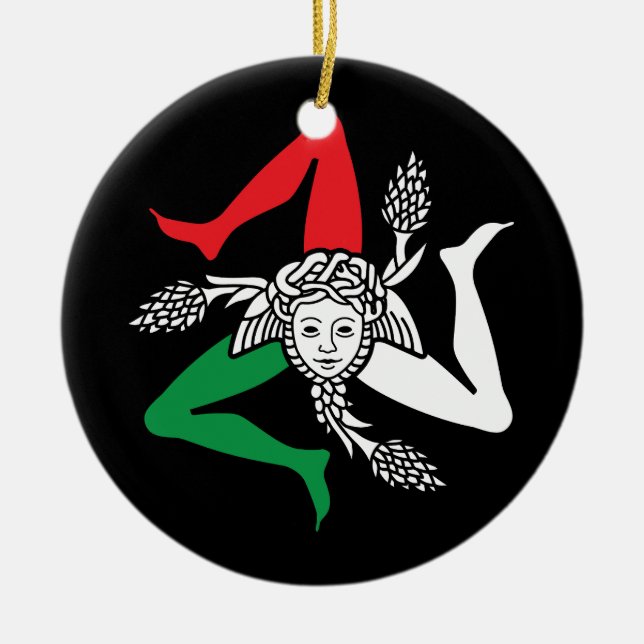 Ornamento De Cerâmica Sicilian Trinacria Medusa Emblem Italian Theme (Frente)