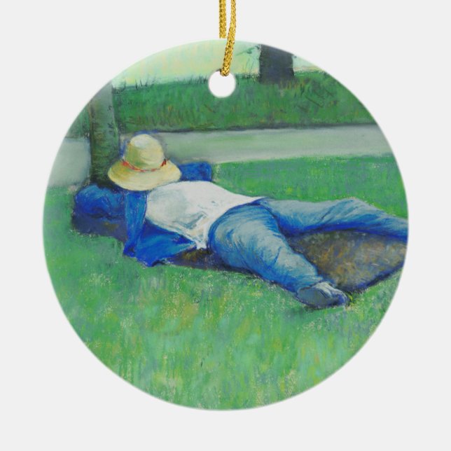 Ornamento De Cerâmica Siesta (por Gustave Caillebotte) (Frente)