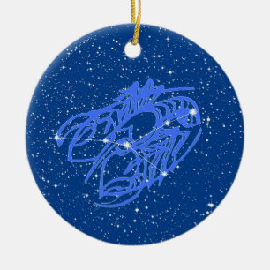 Ornamento De Cerâmica Signo Zodiacal de Câncer com Estrelas em Cerâmica