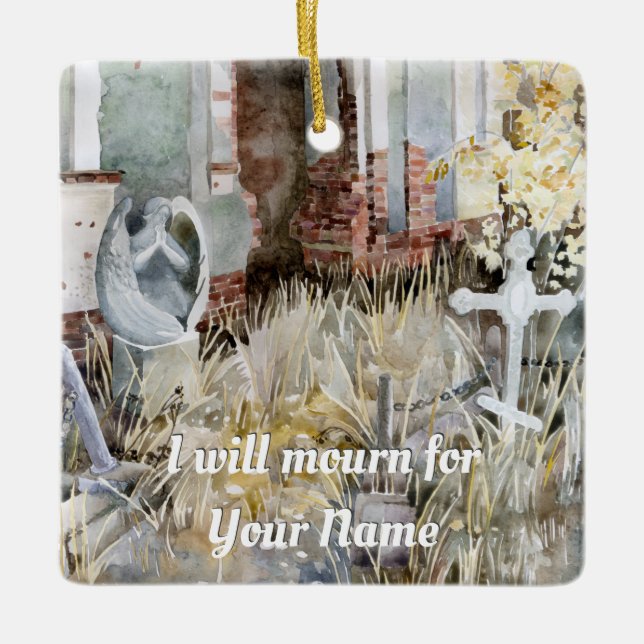 Ornamento De Cerâmica Silêncio eterno no cemitério (Frente)