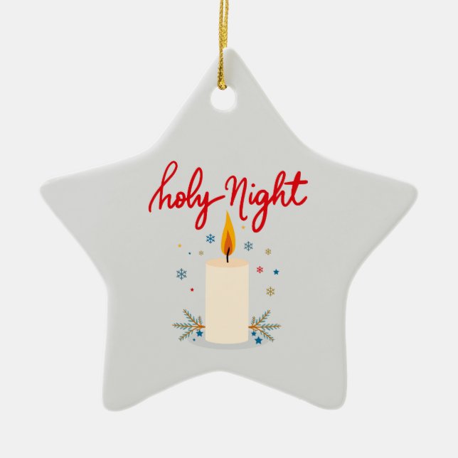 Ornamento De Cerâmica Silent night, glowing bright. (Frente)