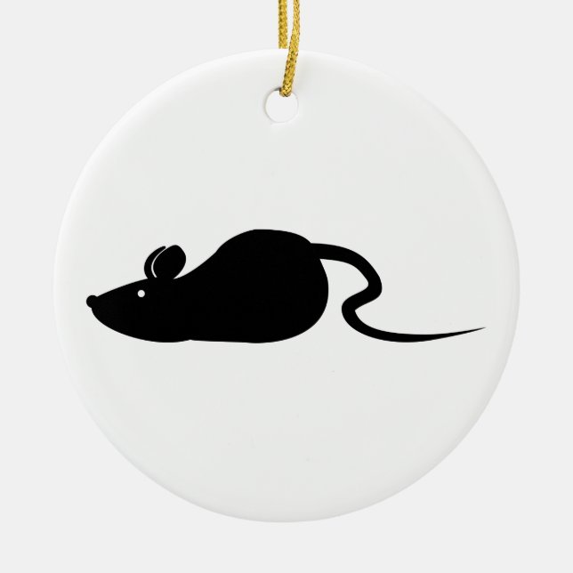 Ornamento De Cerâmica Silhouette do mouse (Frente)