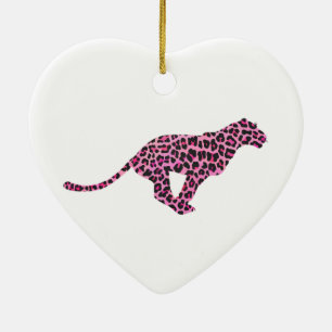 Ornamento De Cerâmica Silhouette Pink e Black Leopard