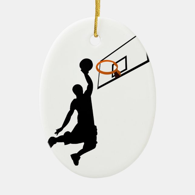 Ornamento De Cerâmica Silhouette Slam Dunk Basketball Player (Frente)
