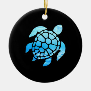 Ornamento De Cerâmica Silhueta De Tartaruga Do Mar Bonita Vista Do Subma